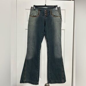 Jou-Jou Early 00s Y2K Low Rise Bootcut Flare Jeans Size 7/8 Button Front